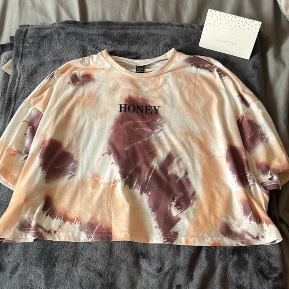 ❣️3/$30 SHEIN oversized tie dye crop top “honey” - Picture 3 of 6